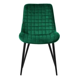 Esszimmerstuhl 2er Set Dunkelgrün mit Samtbezug und Stahlbeinen Küchenstuhl mit Rückenlehne ML-Design-ECD Germany Sale