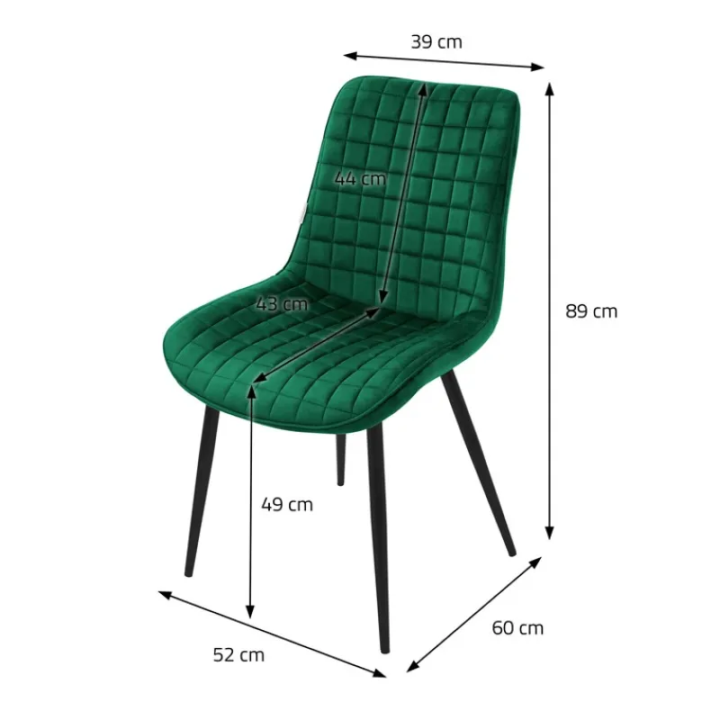 Esszimmerstuhl 2er Set Dunkelgrün mit Samtbezug und Stahlbeinen Küchenstuhl mit Rückenlehne ML-Design-ECD Germany Sale