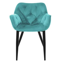 Esszimmerstuhl 2er Set Große Rauten Steppung mit Rücken- und Armlehnen Petrol Küchenstuhl mit Microfaser-Samtbezug ML-Design-ECD Germany Online