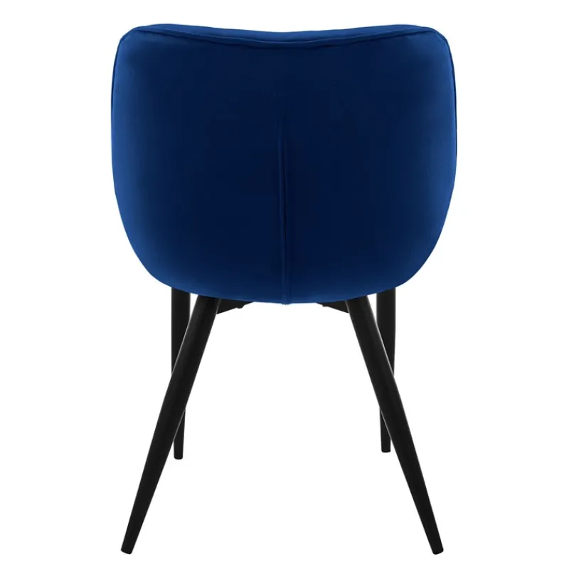 Esszimmerstuhl 2er Set Große Rauten Steppung mit Rücken- und Armlehnen Dunkelblau Küchenstuhl mit Microfaser-Samtbezug ML-Design-ECD Germany Online