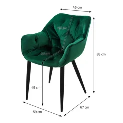 Esszimmerstuhl 2er Set Große Rauten Steppung mit Rücken- und Armlehnen Dunkelgrün Küchenstuhl mit Microfaser-Samtbezug ML-Design-ECD Germany Hot