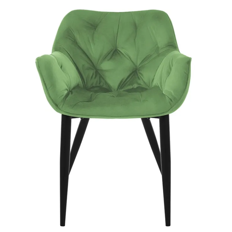 Esszimmerstuhl 2er Set Große Rauten Steppung mit Rücken- und Armlehnen Salbei Küchenstuhl mit Microfaser-Samtbezug ML-Design-ECD Germany Clearance