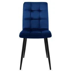 Esszimmerstuhl 4er Set Große Quadrat Steppung Dunkelblau Samtbezug mit Metallbeinen inkl. Montagematerial ML-Design-ECD Germany Sale