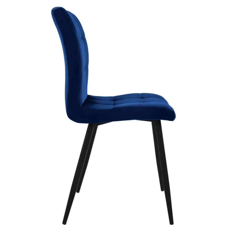 Esszimmerstuhl 4er Set Große Quadrat Steppung Dunkelblau Samtbezug mit Metallbeinen inkl. Montagematerial ML-Design-ECD Germany Sale