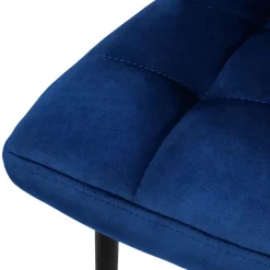 Esszimmerstuhl 4er Set Große Quadrat Steppung Dunkelblau Samtbezug mit Metallbeinen inkl. Montagematerial ML-Design-ECD Germany Sale