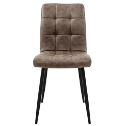 Esszimmerstuhl 4er Set Große Quadrat Steppung Braun Kunstlederbezug mit Metallbeinen inkl. Montagematerial ML-Design-ECD Germany Best