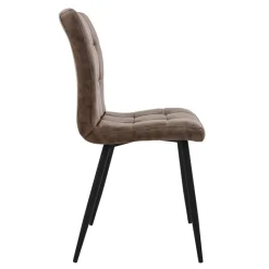 Esszimmerstuhl 4er Set Große Quadrat Steppung Braun Kunstlederbezug mit Metallbeinen inkl. Montagematerial ML-Design-ECD Germany Best