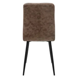 Esszimmerstuhl 4er Set Große Quadrat Steppung Braun Kunstlederbezug mit Metallbeinen inkl. Montagematerial ML-Design-ECD Germany Best