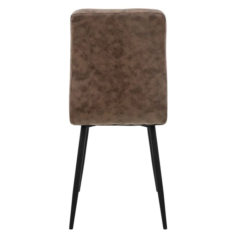 Esszimmerstuhl 4er Set Große Quadrat Steppung Braun Kunstlederbezug mit Metallbeinen inkl. Montagematerial ML-Design-ECD Germany Best