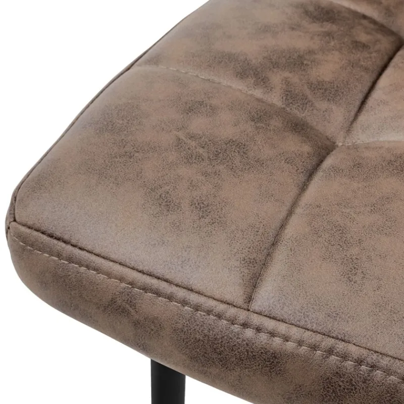 Esszimmerstuhl 4er Set Große Quadrat Steppung Braun Kunstlederbezug mit Metallbeinen inkl. Montagematerial ML-Design-ECD Germany Best