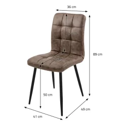 Esszimmerstuhl 4er Set Große Quadrat Steppung Braun Kunstlederbezug mit Metallbeinen inkl. Montagematerial ML-Design-ECD Germany Best