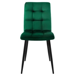 Esszimmerstuhl 4er Set Große Quadrat Steppung Dunkelgrün Samtbezug mit Metallbeinen inkl. Montagematerial ML-Design-ECD Germany