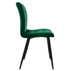 Esszimmerstuhl 4er Set Große Quadrat Steppung Dunkelgrün Samtbezug mit Metallbeinen inkl. Montagematerial ML-Design-ECD Germany