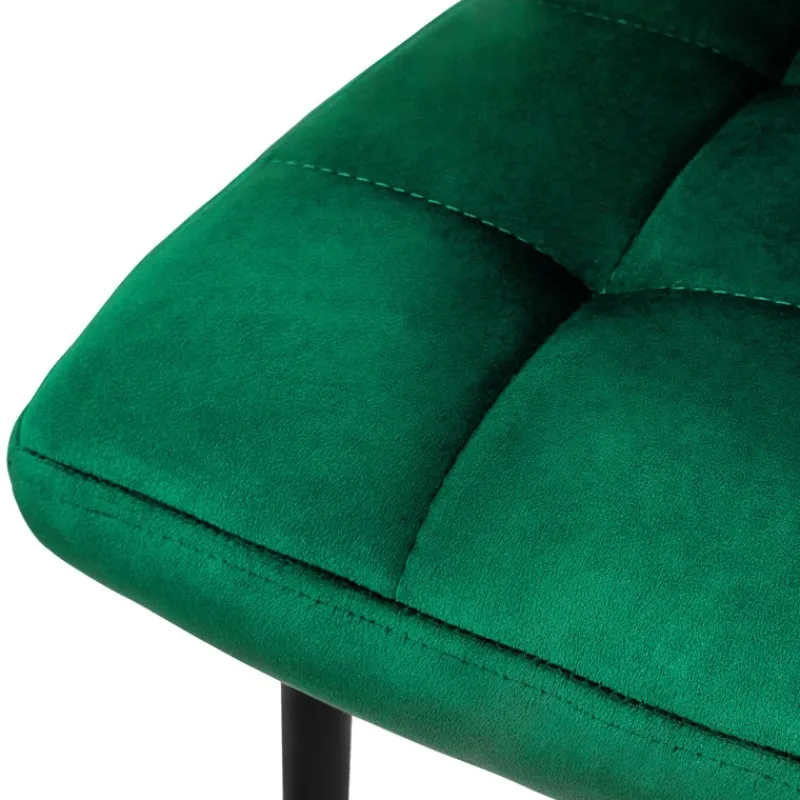 Esszimmerstuhl 4er Set Große Quadrat Steppung Dunkelgrün Samtbezug mit Metallbeinen inkl. Montagematerial ML-Design-ECD Germany