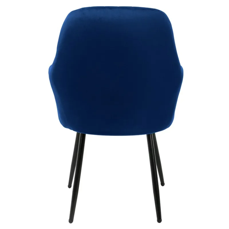 Esszimmerstuhl 6er Set Linierte Steppung mit Rücken- und Armlehnen Blau Küchenstuhl mit Microfaser-Samtbezug ML-Design-ECD Germany Clearance