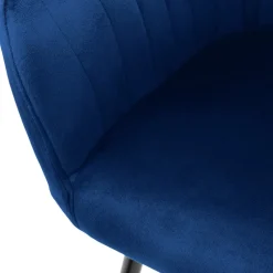 Esszimmerstuhl 6er Set Linierte Steppung mit Rücken- und Armlehnen Blau Küchenstuhl mit Microfaser-Samtbezug ML-Design-ECD Germany Clearance