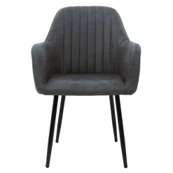 Esszimmerstuhl 6er Set Linierte Steppung mit Rücken- und Armlehnen Anthrazit Küchenstuhl mit Kunstleder Bezug ML-Design-ECD Germany Discount