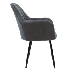 Esszimmerstuhl 6er Set Linierte Steppung mit Rücken- und Armlehnen Anthrazit Küchenstuhl mit Kunstleder Bezug ML-Design-ECD Germany Discount