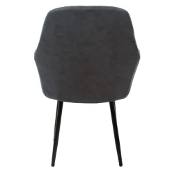 Esszimmerstuhl 6er Set Linierte Steppung mit Rücken- und Armlehnen Anthrazit Küchenstuhl mit Kunstleder Bezug ML-Design-ECD Germany Discount