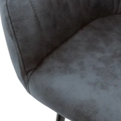 Esszimmerstuhl 6er Set Linierte Steppung mit Rücken- und Armlehnen Anthrazit Küchenstuhl mit Kunstleder Bezug ML-Design-ECD Germany Discount