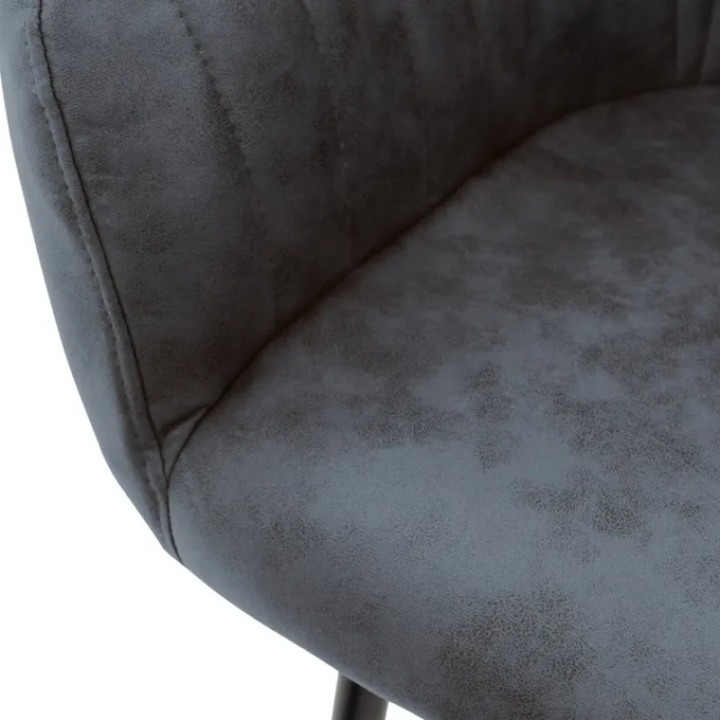 Esszimmerstuhl 6er Set Linierte Steppung mit Rücken- und Armlehnen Anthrazit Küchenstuhl mit Kunstleder Bezug ML-Design-ECD Germany Discount