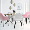 Esszimmerstuhl 4er Set mit Rücken- und Armlehnen Grau/Rosa Küchenstuhl mit Microfaser-Samtbezug-ECD Germany Clearance