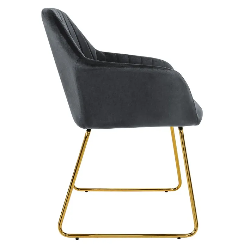 Esszimmerstuhl 6er Set mit Rücken- und Armlehnen Grau Küchenstuhl mit Microfaser-Samtbezug ML-Design-ECD Germany Outlet