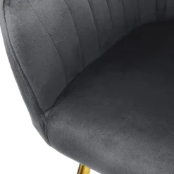 Esszimmerstuhl 6er Set mit Rücken- und Armlehnen Grau Küchenstuhl mit Microfaser-Samtbezug ML-Design-ECD Germany Outlet