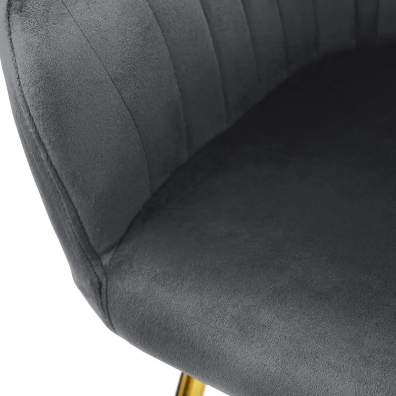 Esszimmerstuhl 6er Set mit Rücken- und Armlehnen Grau Küchenstuhl mit Microfaser-Samtbezug ML-Design-ECD Germany Outlet