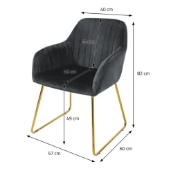 Esszimmerstuhl 6er Set mit Rücken- und Armlehnen Grau Küchenstuhl mit Microfaser-Samtbezug ML-Design-ECD Germany Outlet