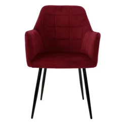 Esszimmerstuhl 2er Set mit Rücken- und Armlehnen Bordeaux Küchenstuhl mit Microfaser-Samtbezug-ECD Germany Best