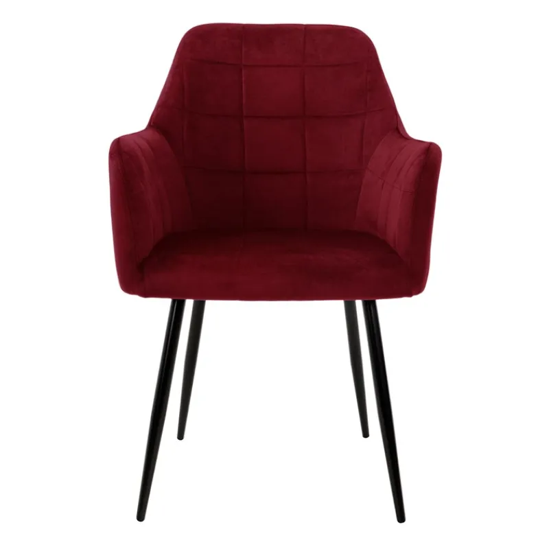 Esszimmerstuhl 2er Set mit Rücken- und Armlehnen Bordeaux Küchenstuhl mit Microfaser-Samtbezug-ECD Germany Best