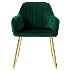 Esszimmerstuhl 2er Set mit Rücken- und Armlehnen Grün Küchenstuhl mit Microfaser-Samtbezug ML-Design-ECD Germany Clearance