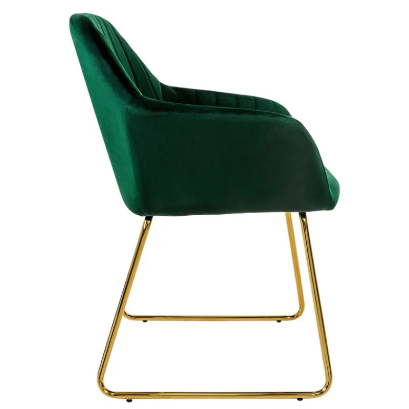 Esszimmerstuhl 2er Set mit Rücken- und Armlehnen Grün Küchenstuhl mit Microfaser-Samtbezug ML-Design-ECD Germany Clearance