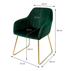 Esszimmerstuhl 2er Set mit Rücken- und Armlehnen Grün Küchenstuhl mit Microfaser-Samtbezug ML-Design-ECD Germany Clearance