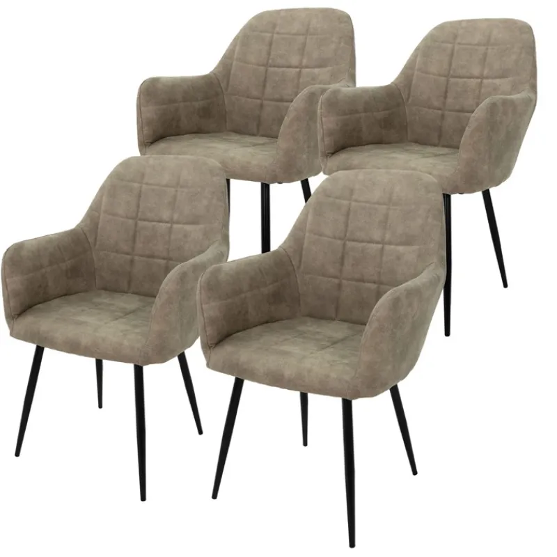 Esszimmerstuhl 4er Set mit Rücken- und Armlehnen Olive Küchenstuhl mit Kunstleder Bezug-ECD Germany Sale