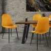 Esszimmerstuhl 4er Set mit Rückenlehne Senfgelb Küchenstuhl mit Microfaser-Samtbezug ML-Design-ECD Germany Hot