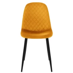 Esszimmerstuhl 4er Set mit Rückenlehne Senfgelb Küchenstuhl mit Microfaser-Samtbezug ML-Design-ECD Germany Hot