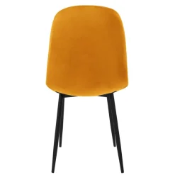 Esszimmerstuhl 4er Set mit Rückenlehne Senfgelb Küchenstuhl mit Microfaser-Samtbezug ML-Design-ECD Germany Hot