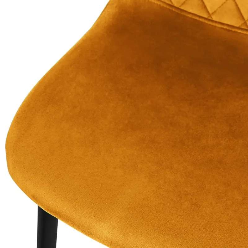 Esszimmerstuhl 4er Set mit Rückenlehne Senfgelb Küchenstuhl mit Microfaser-Samtbezug ML-Design-ECD Germany Hot