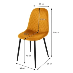 Esszimmerstuhl 4er Set mit Rückenlehne Senfgelb Küchenstuhl mit Microfaser-Samtbezug ML-Design-ECD Germany Hot