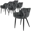 Esszimmerstuhl 6er Set mit Rücken- und Armlehnen Anthrazit Küchenstuhl mit Microfaser-Samtbezug ML-Design-ECD Germany Hot