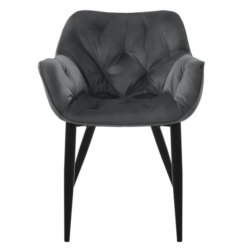 Esszimmerstuhl 6er Set mit Rücken- und Armlehnen Anthrazit Küchenstuhl mit Microfaser-Samtbezug ML-Design-ECD Germany Hot