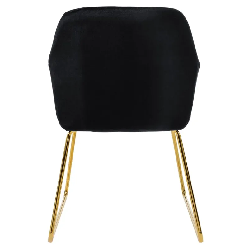 Esszimmerstuhl 2er Set mit Rücken- und Armlehnen Schwarz Küchenstuhl mit Microfaser-Samtbezug & goldenen Metallbeinen ML-Design-ECD Germany Best
