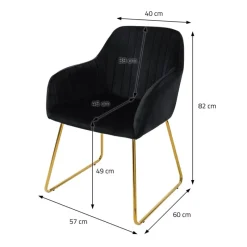 Esszimmerstuhl 2er Set mit Rücken- und Armlehnen Schwarz Küchenstuhl mit Microfaser-Samtbezug & goldenen Metallbeinen ML-Design-ECD Germany Best