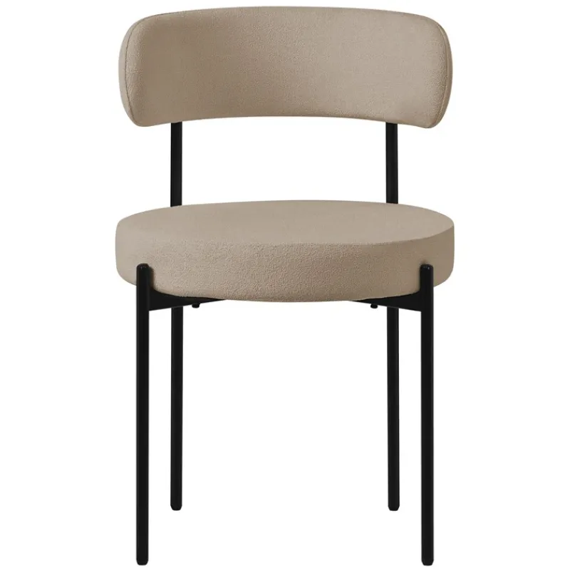 Esszimmerstuhl 4er Set mit Teddystoff mit Rückenlehne Braun Küchenstuhl ML-Design-ECD Germany Hot