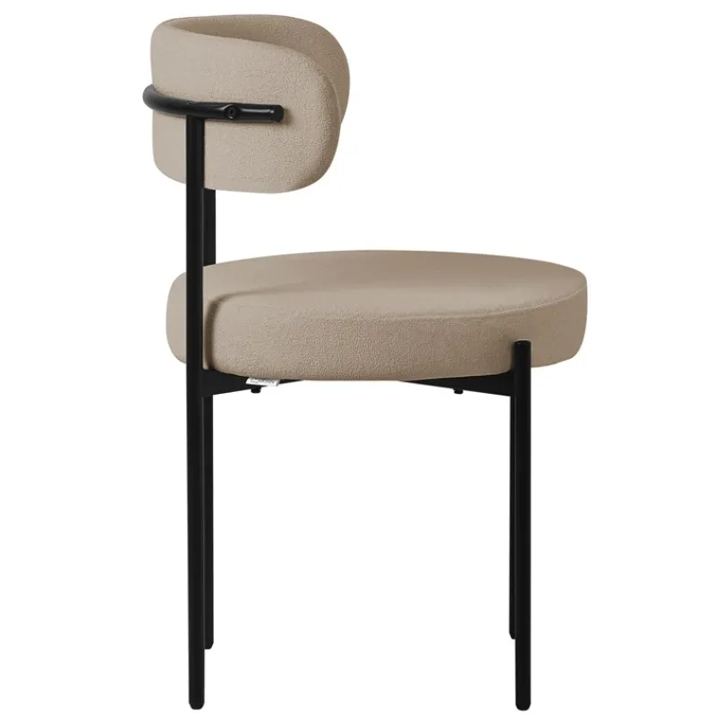 Esszimmerstuhl 4er Set mit Teddystoff mit Rückenlehne Braun Küchenstuhl ML-Design-ECD Germany Hot