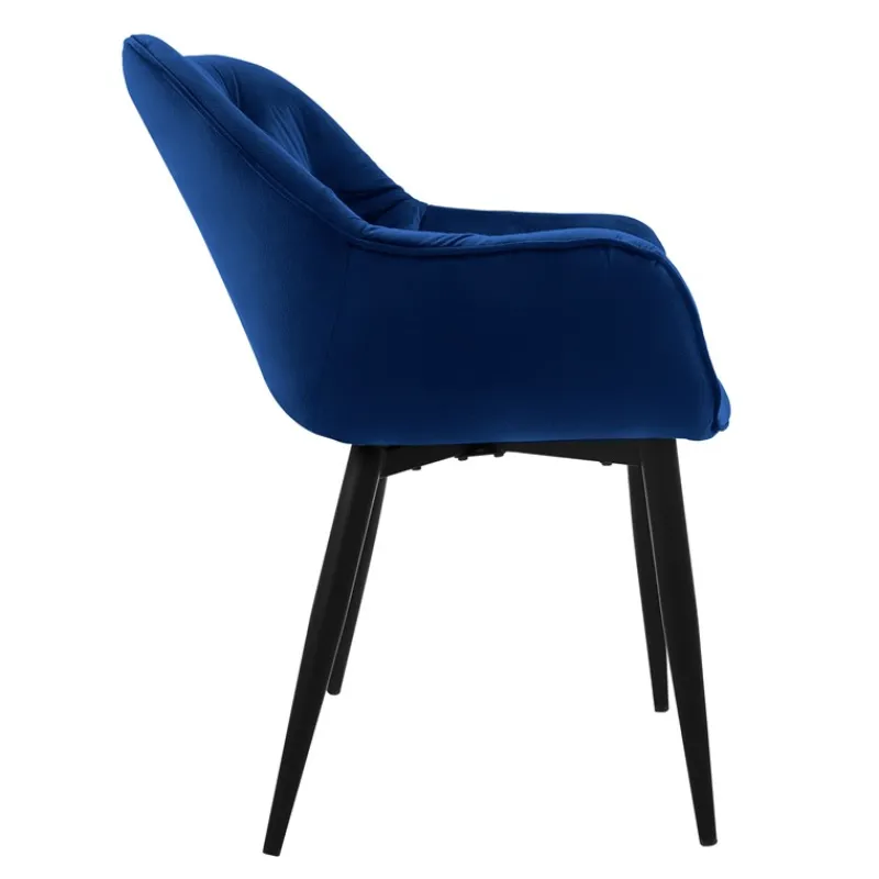 Esszimmerstuhl 6er Set mit Rücken- und Armlehnen Dunkelblau Küchenstuhl mit Microfaser-Samtbezug ML-Design-ECD Germany Online