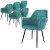 Esszimmerstuhl 6er Set mit Rücken- und Armlehnen Petrol Küchenstuhl mit Microfaser-Samtbezug ML-Design-ECD Germany Hot