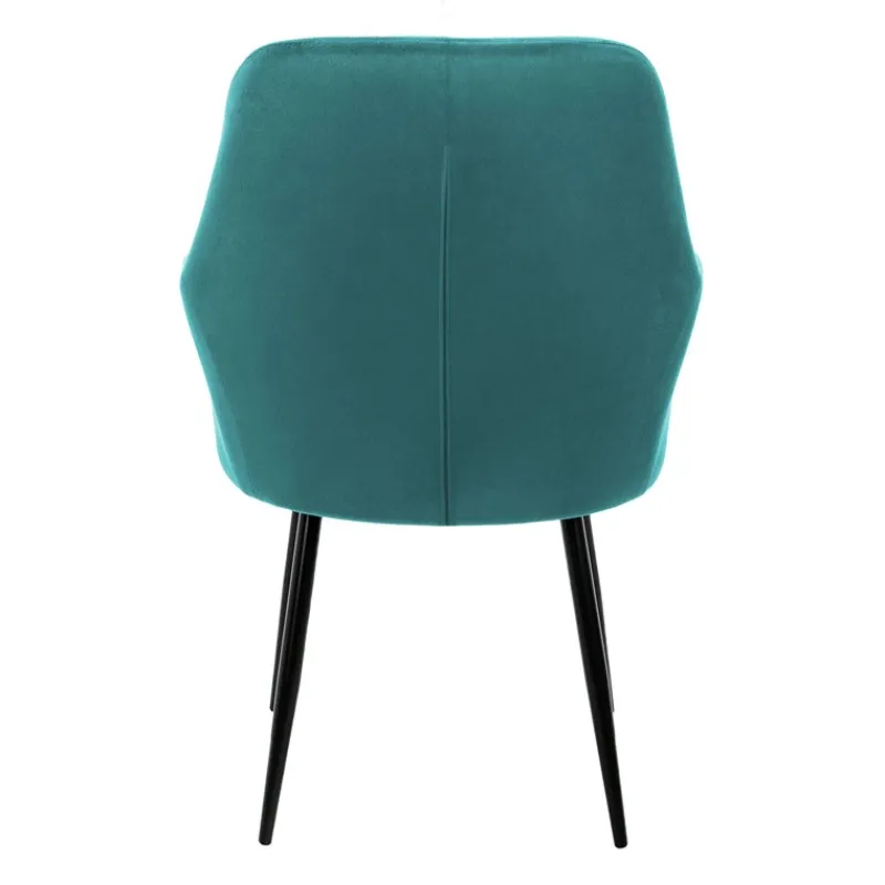 Esszimmerstuhl 6er Set mit Rücken- und Armlehnen Petrol Küchenstuhl mit Microfaser-Samtbezug ML-Design-ECD Germany Hot